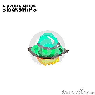 Arcade Retro video game, 8 bit, arcade warships, shooting, map background. Battles under the stars. Old computer games. Stock Photo